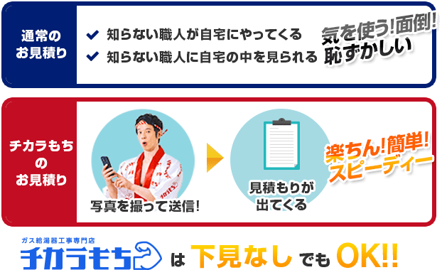 チカラもちの見積りは楽ちん！簡単！スピーディー！下見なしでもok！